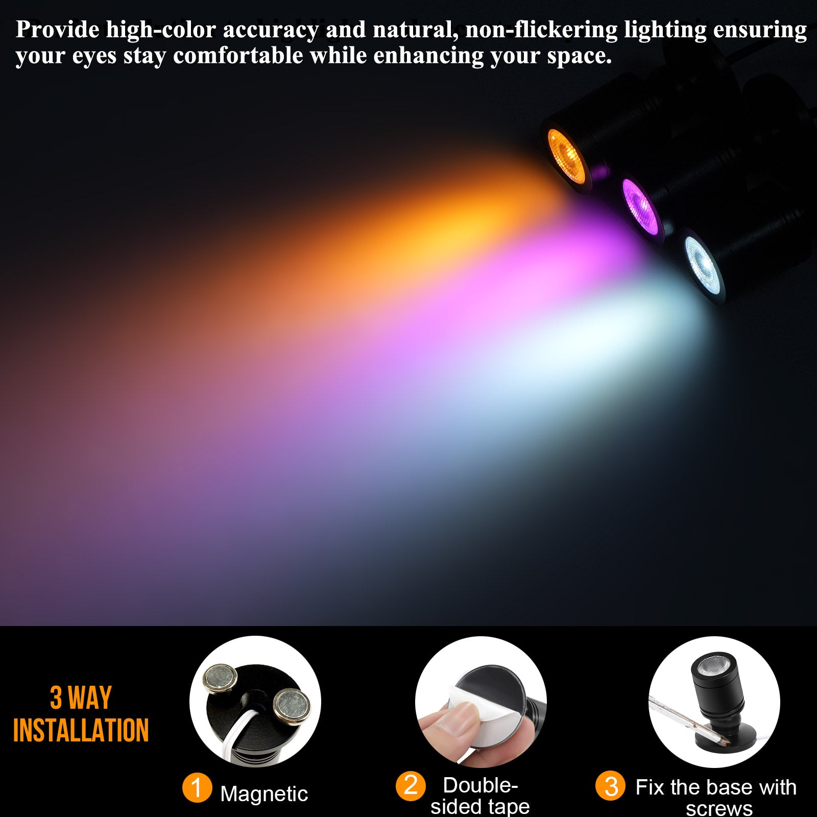 Taysing Color LED Spot Light Indoor Little Mini Spotlight Accent Lights for Display, Paintings, Pictures, Plants, Jewelry, Shelves, Cabinets, Posters, Showcase