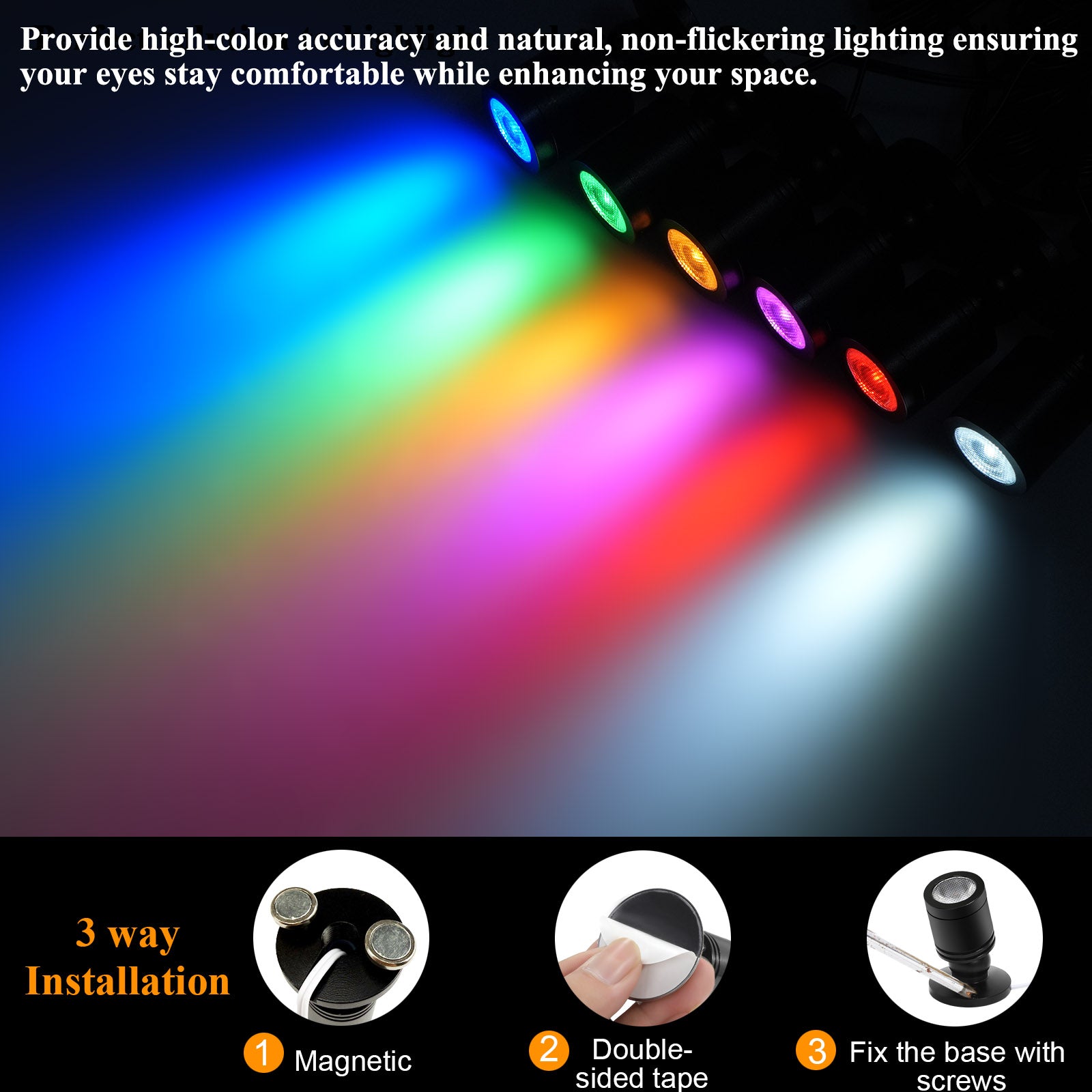 Taysing Color LED Spot Light Indoor Little Mini Spotlight Accent Lights for Display, Paintings, Pictures, Plants, Jewelry, Shelves, Cabinets, Posters, Showcase