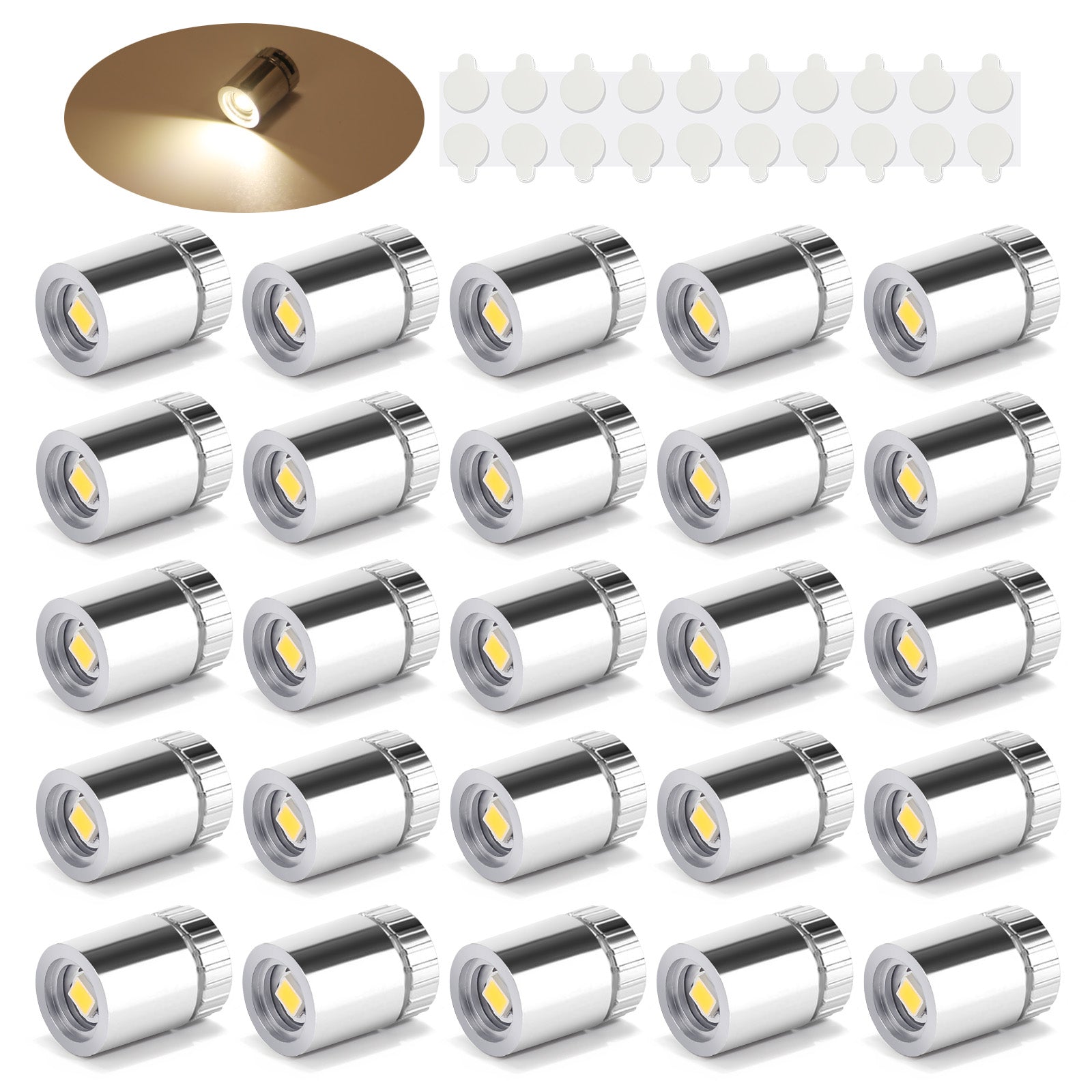 20 Pack Small Spotlight Battery Operated LED Lights Cordless Miniature Spot Light for Artwork, Paintings, Jewelry, Display Cases, handicrafts, Models, Toys, Puzzles(Warm White)