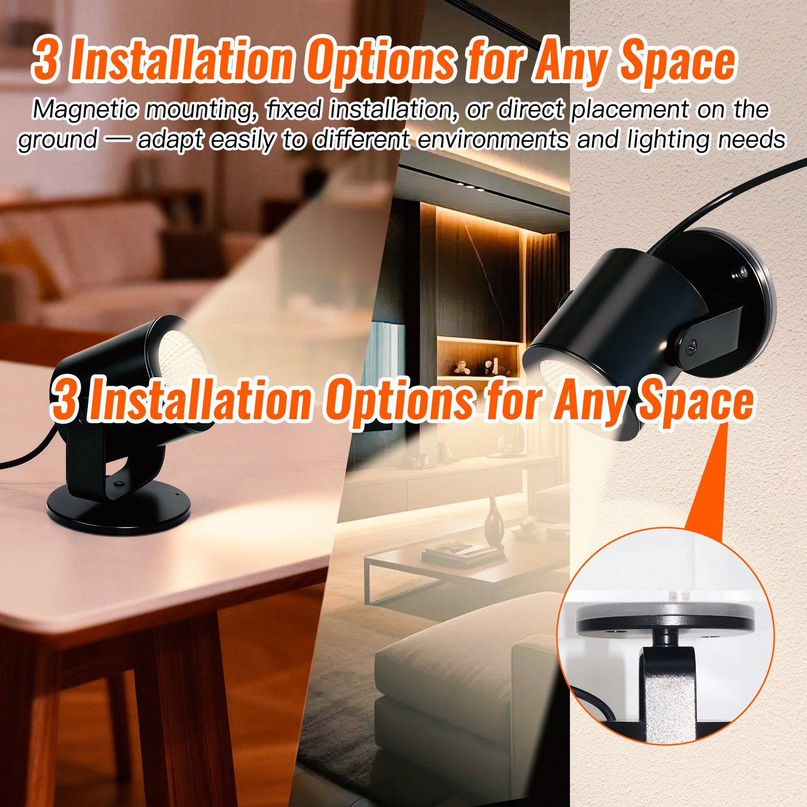 LED Spotlight Indoor 5W USB Powered 360 Degree Rotating Mini Display Accent Light for Pictures Paintings Plants Shelves Cabinet Showcase, 2 Pack Soft White 3000K