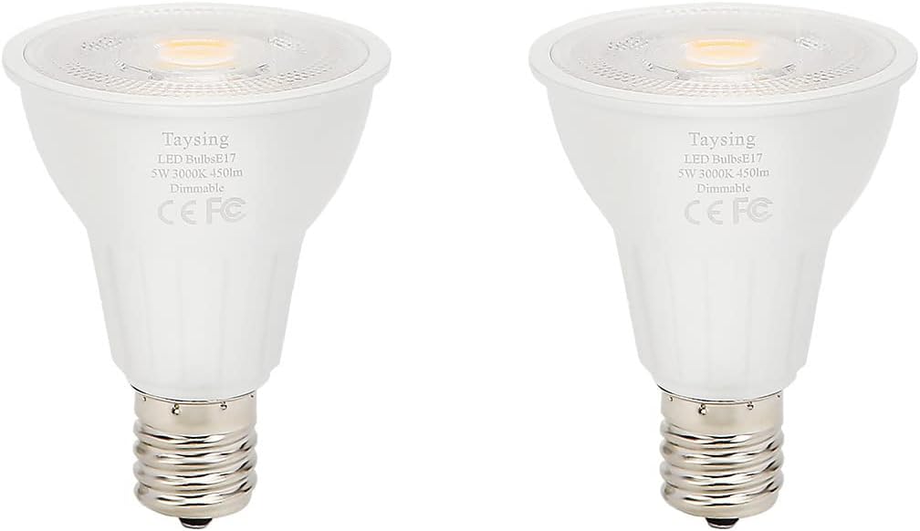 Taysing Dimmable R14 LED Spotlight Bulb 5W Type R Bulb 450 Lumen Mini Reflector Light Bulb E17 Intermediate Base Light Bulb Used for Reading Lamp Cabinet Closet Lamp Desk Lamp(2 Pack Soft White)