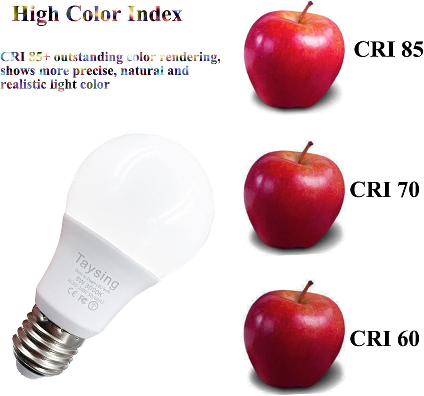 Taysing Dusk to Dawn Light Bulbs Auto On/Off 40 Watt Equivalent Smart Light Sensor LED Bulb Security Bulb Outdoor Night Light Bulb Garage Porch 5W 500lm E26 Soft White 2 Pack