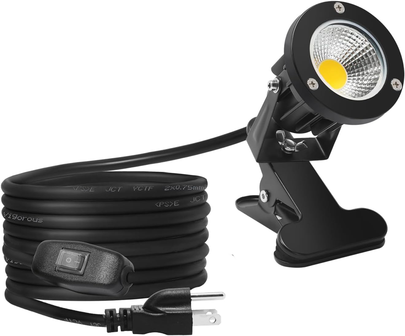 Taysing LED Spot Lights Plug in Outdoor Indoor Light 7W 3000K 6.6ft Power Cord Waterproof Landscape Lights Spotlight with Clip for Plants Yard Garden Accent Lighting Ambient Light 2 Pack