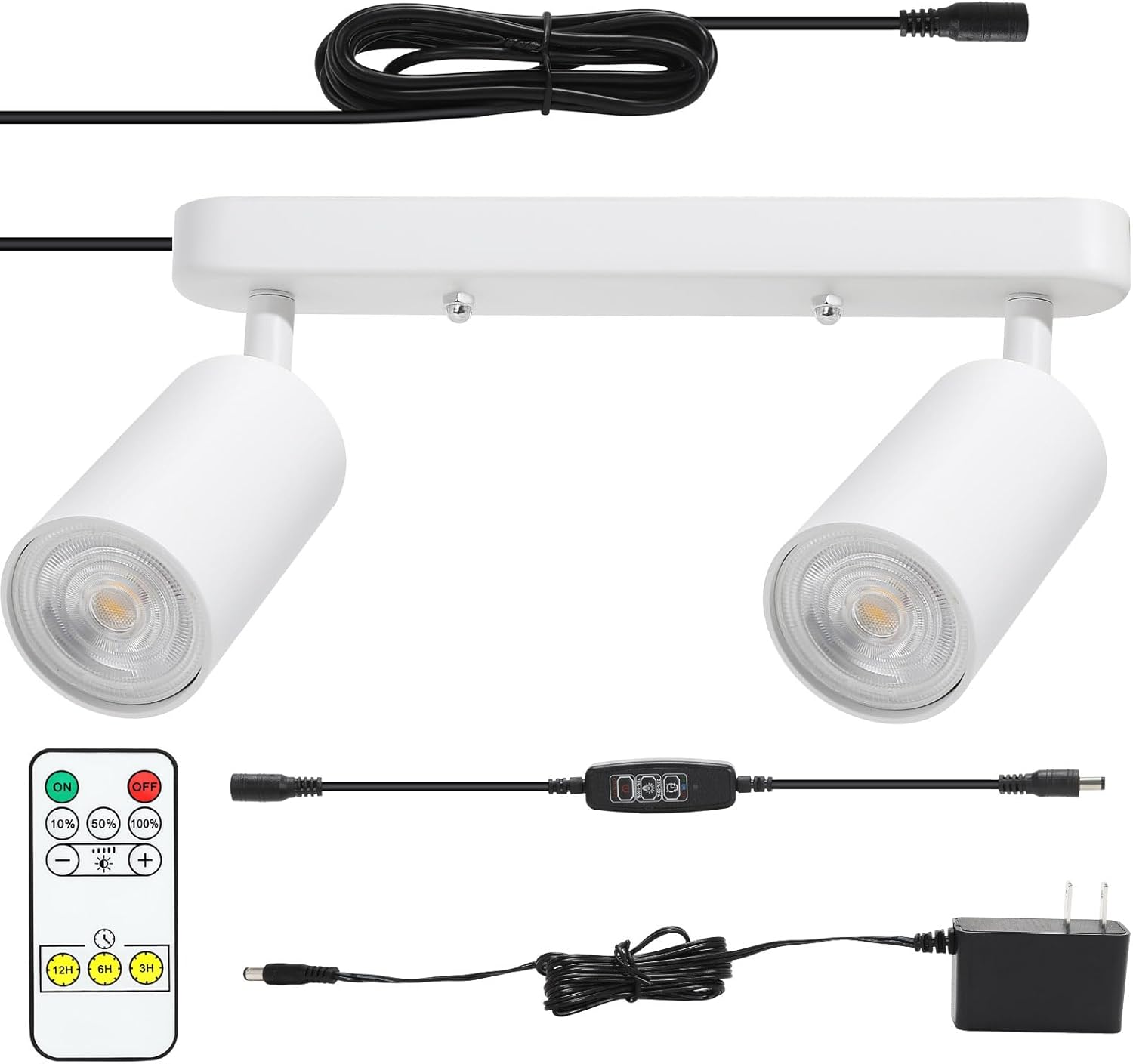 Plug in Track Lighting Track Light Fixtures with Power Cord Wall Spotlight Flexibly Rotatable Heads Plug in Ceiling Lights for Kitchen Cabinet Gallery Bar Living Room 15W 3000K(Black, 3 Heads)