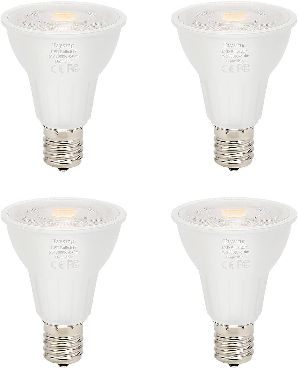 Taysing Dimmable R14 LED Spotlight Bulb 5W Type R Bulb 450 Lumen Mini Reflector Light Bulb E17 Intermediate Base Light Bulb Used for Reading Lamp Cabinet Closet Lamp Desk Lamp(2 Pack Soft White)