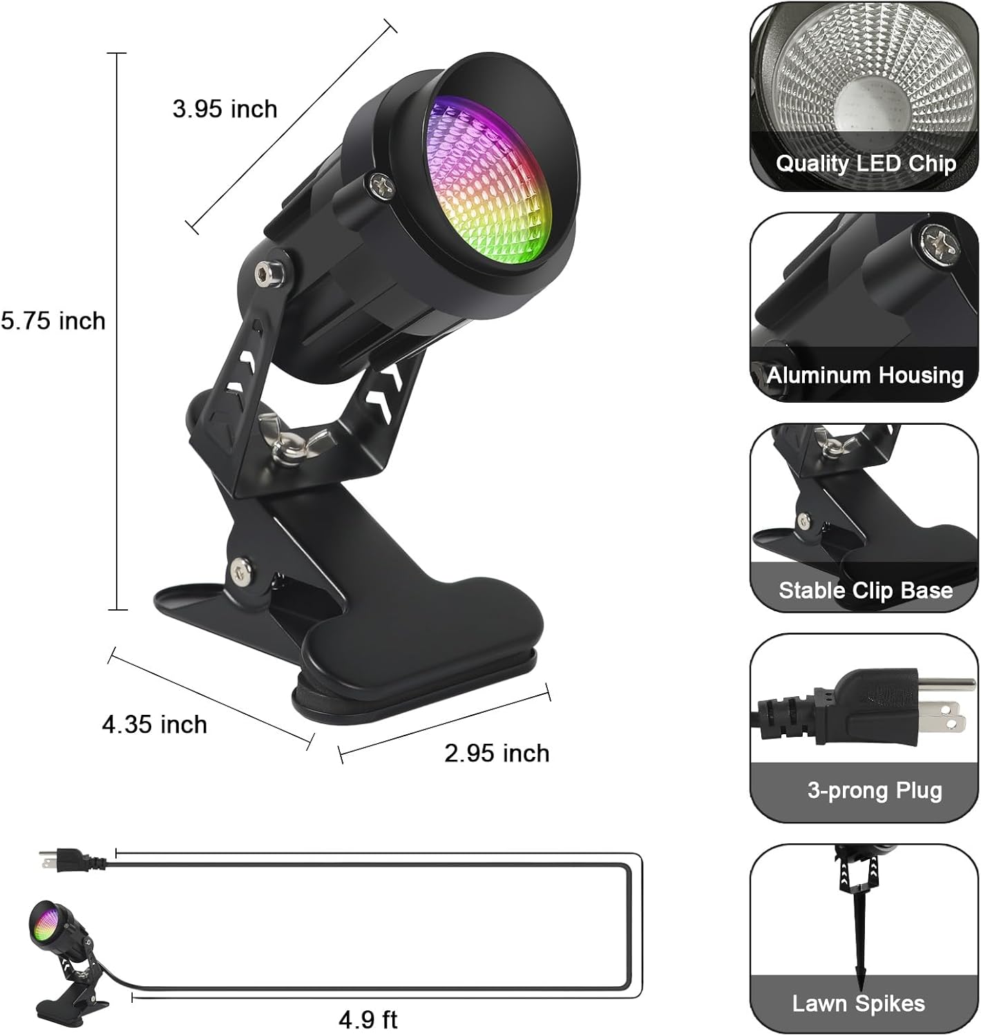 Spot Lights Outdoor 7W RGBW LED Color Changing Landscape Lights with Remote Control Landscape Lighting Spotlight Outdoor Waterproof Spot Lights for Yard Garden Patio Lawn Decorative 2 Pack