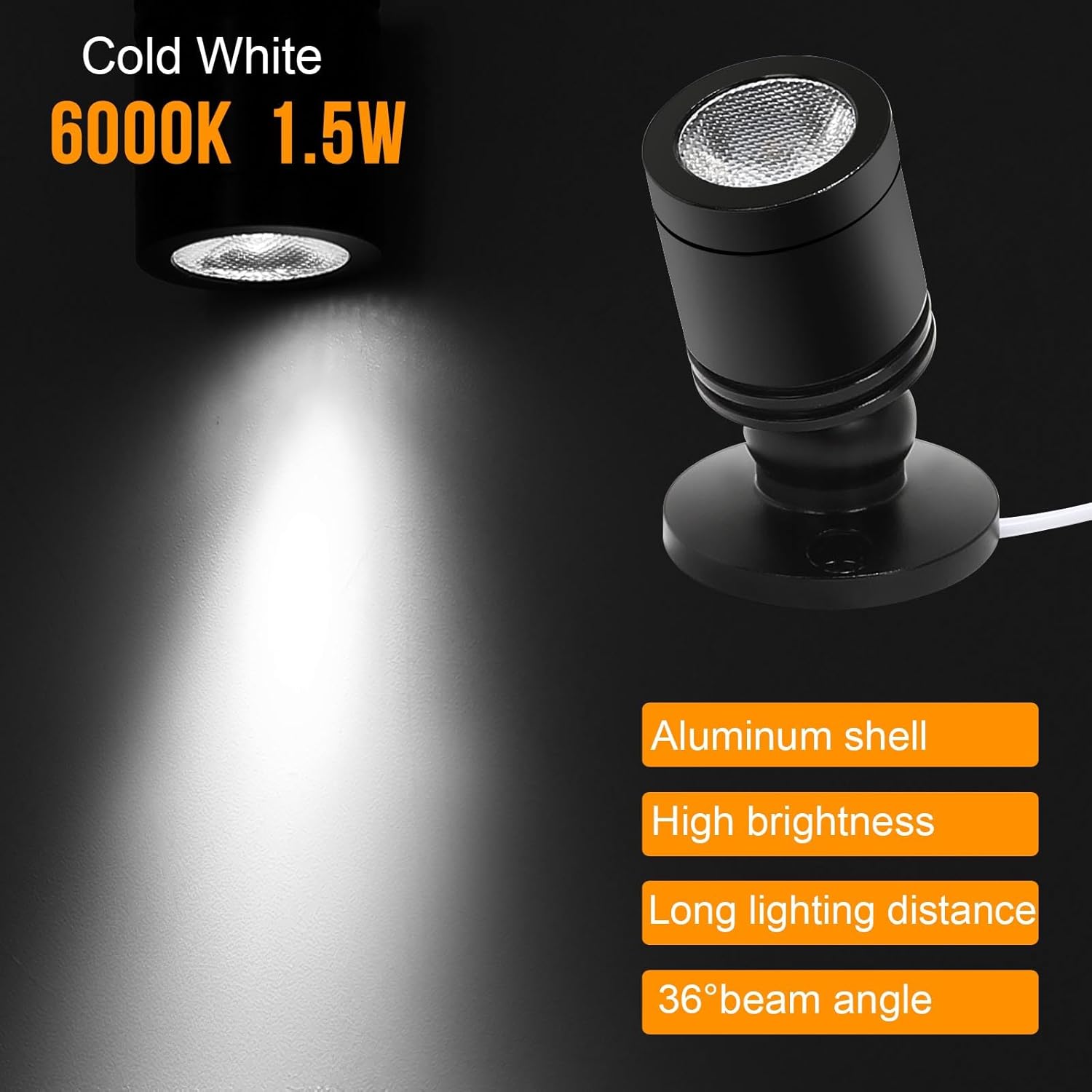 Taysing LED Spot Light Indoor Picture Lights Art Lights Accent Lights Little Spotlight Up Lights for Painting Picture Plants Jewelry Showcase Model Display Shelves(Cold White-2 Pack Push Switch)
