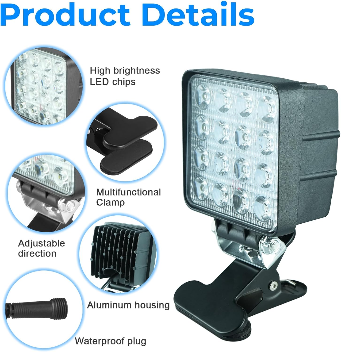 Boat Docking Headlights Led Pod Lights 40W 6000K 12V Above Water Flood Marine Led for Kayak Bass Jon Fishing Boat Spreader Light T-top Deck Driving Stern Lights Truck Light