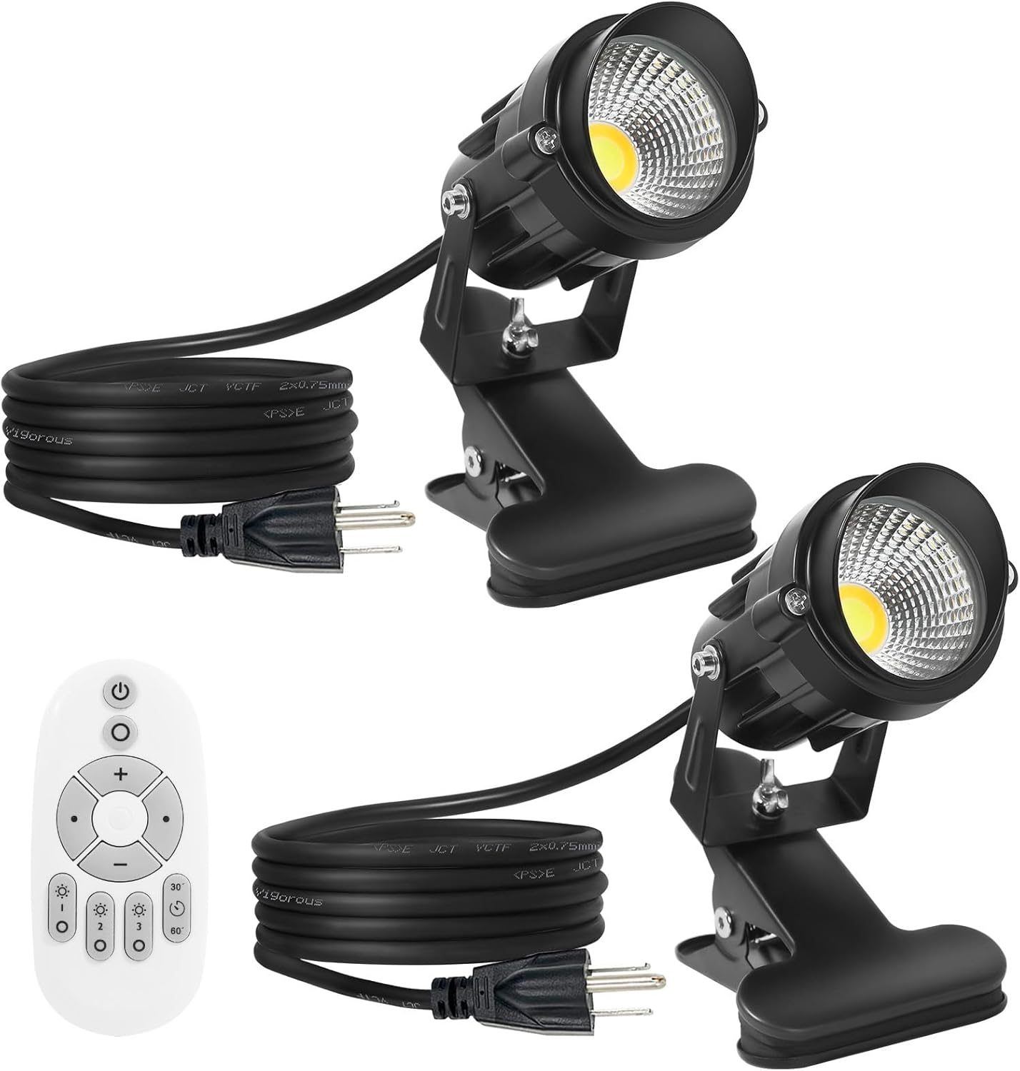 Taysing LED Spot Lights Plug in Outdoor Indoor Light 7W 3000K 6.6ft Power Cord Waterproof Landscape Lights Spotlight with Clip for Plants Yard Garden Accent Lighting Ambient Light 2 Pack