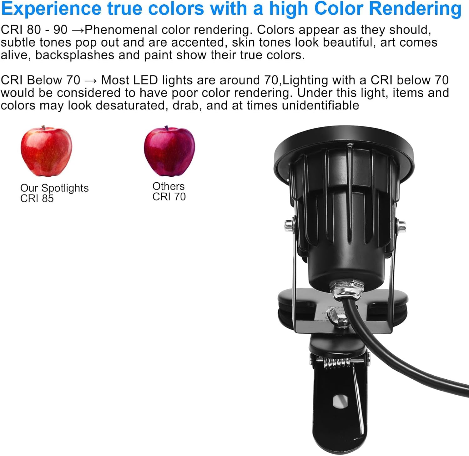 Taysing LED Spot Lights Plug in Outdoor Indoor Light 7W 3000K 6.6ft Power Cord Waterproof Landscape Lights Spotlight with Clip for Plants Yard Garden Accent Lighting Ambient Light 2 Pack