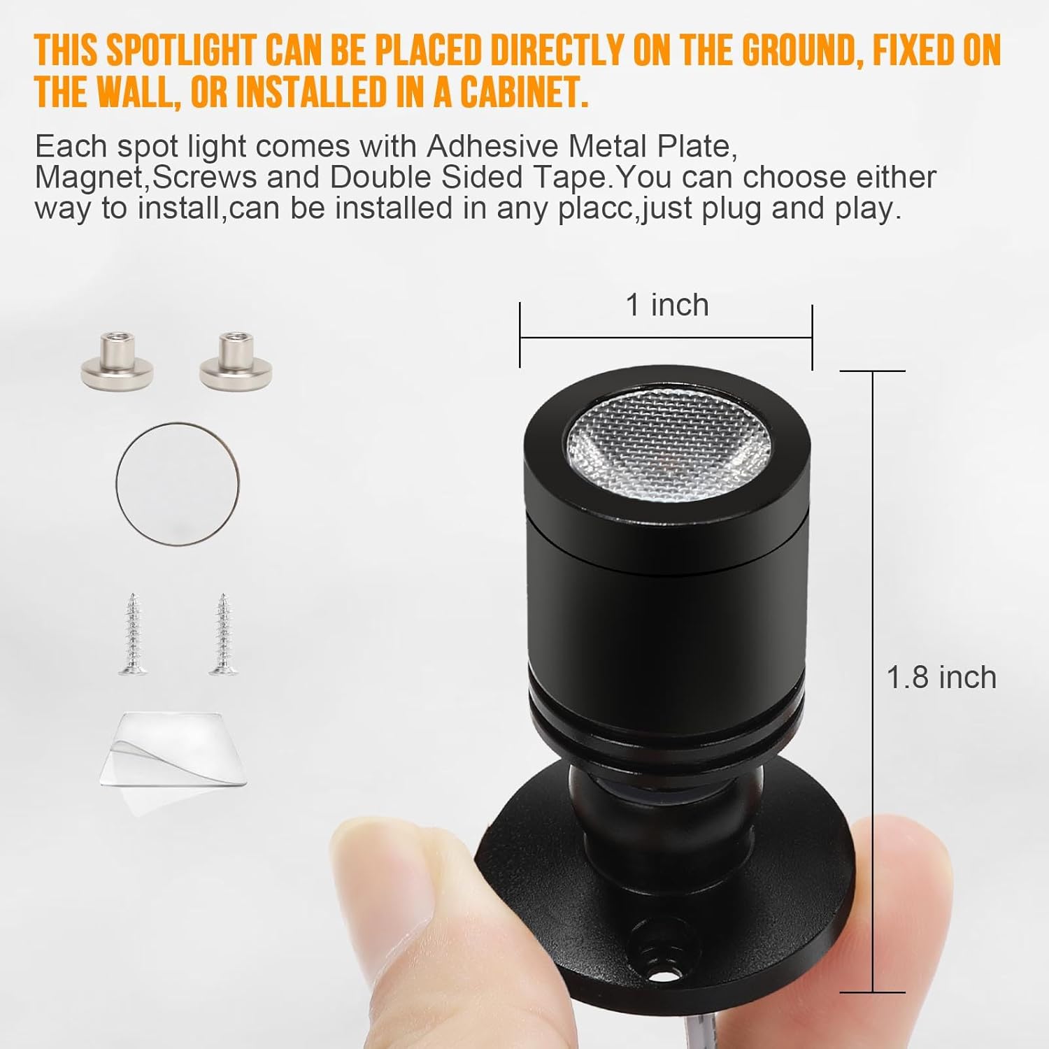 Taysing LED Spot Light Indoor Picture Lights Art Lights Accent Lights Little Spotlight Up Lights for Painting Picture Plants Jewelry Showcase Model Display Shelves(Cold White-2 Pack Push Switch)
