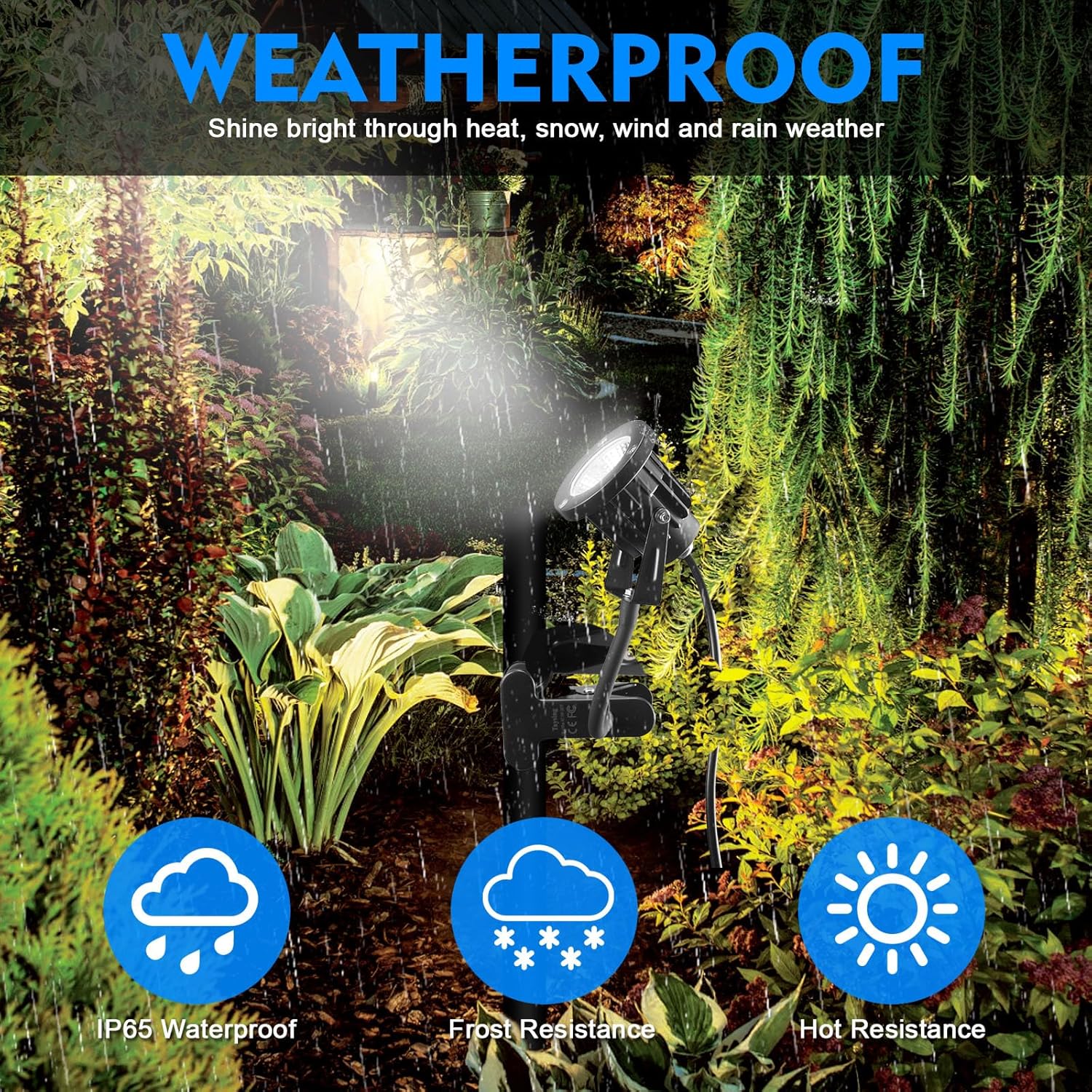 LED Spot Lights Plug in Outdoor Indoor Light 7W 3000K 9.8ft Power Cord Waterproof Landscape Lights Spotlight with Clip and Metal Hose for Plants Yard Garden Accent Lighting Ambient Light