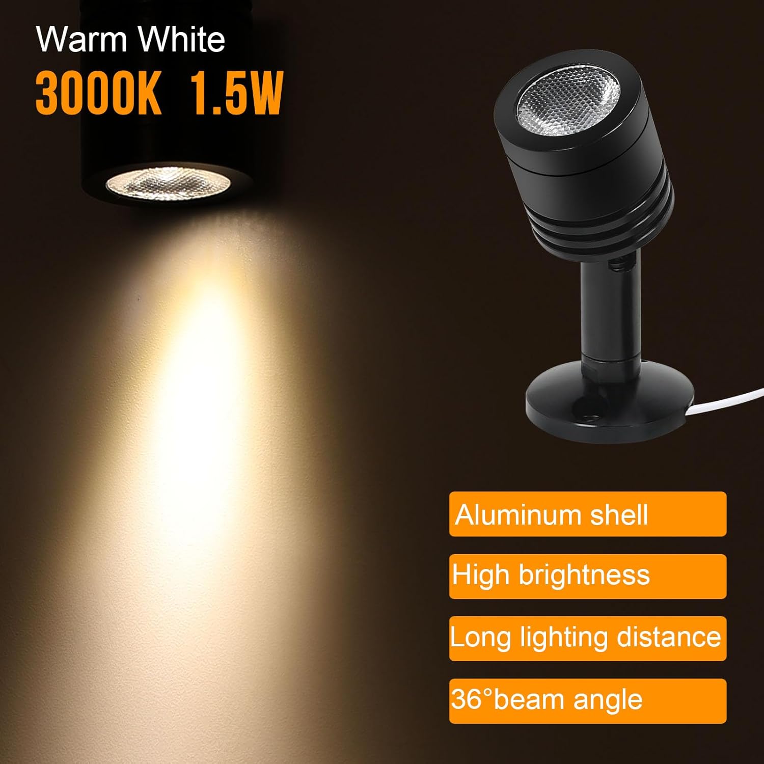 Taysing LED Indoor Spotlight,Mini Spotlight,Accent Lighting,Display Lights for Shelves,Paintings,Plants,Jewelry,Showcase,Under Cabinet(Soft White 3 Pack)
