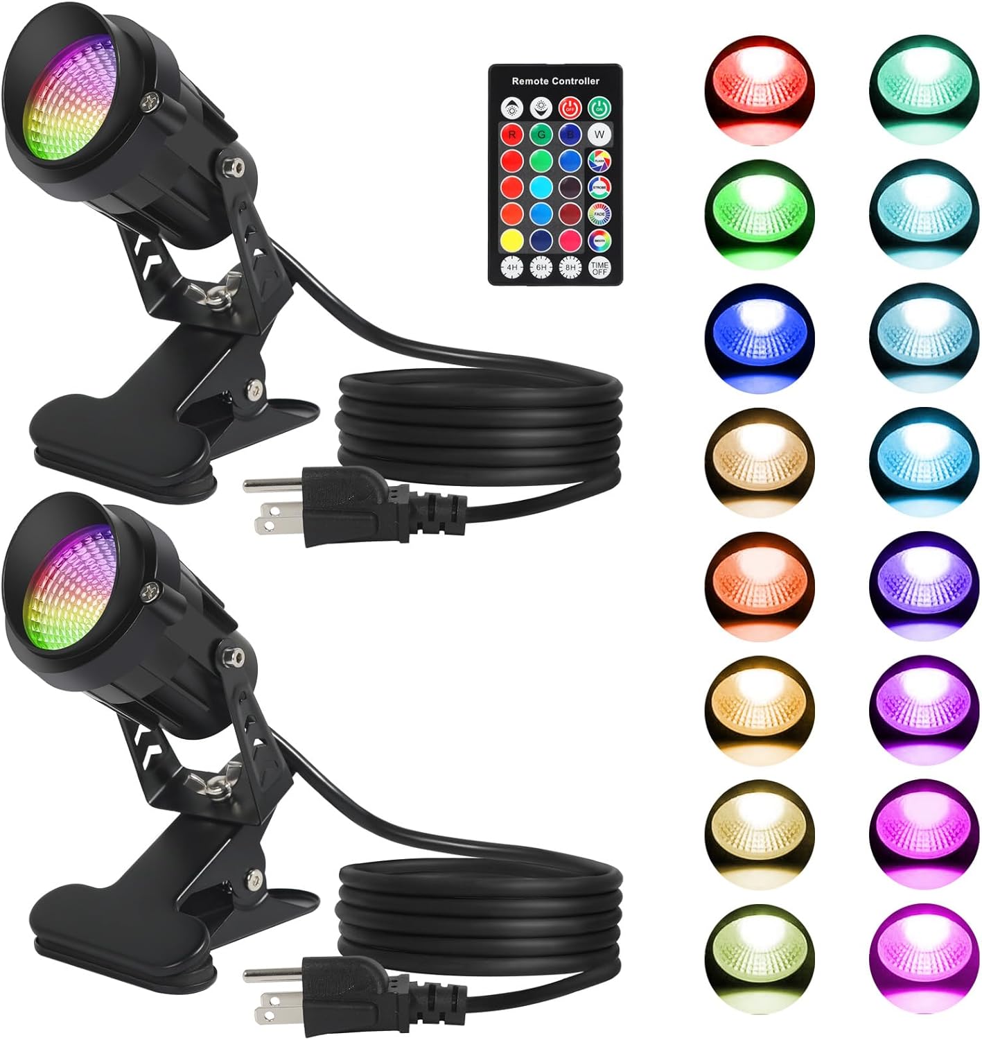 Spot Lights Outdoor 7W RGBW LED Color Changing Landscape Lights with Remote Control Landscape Lighting Spotlight Outdoor Waterproof Spot Lights for Yard Garden Patio Lawn Decorative 2 Pack