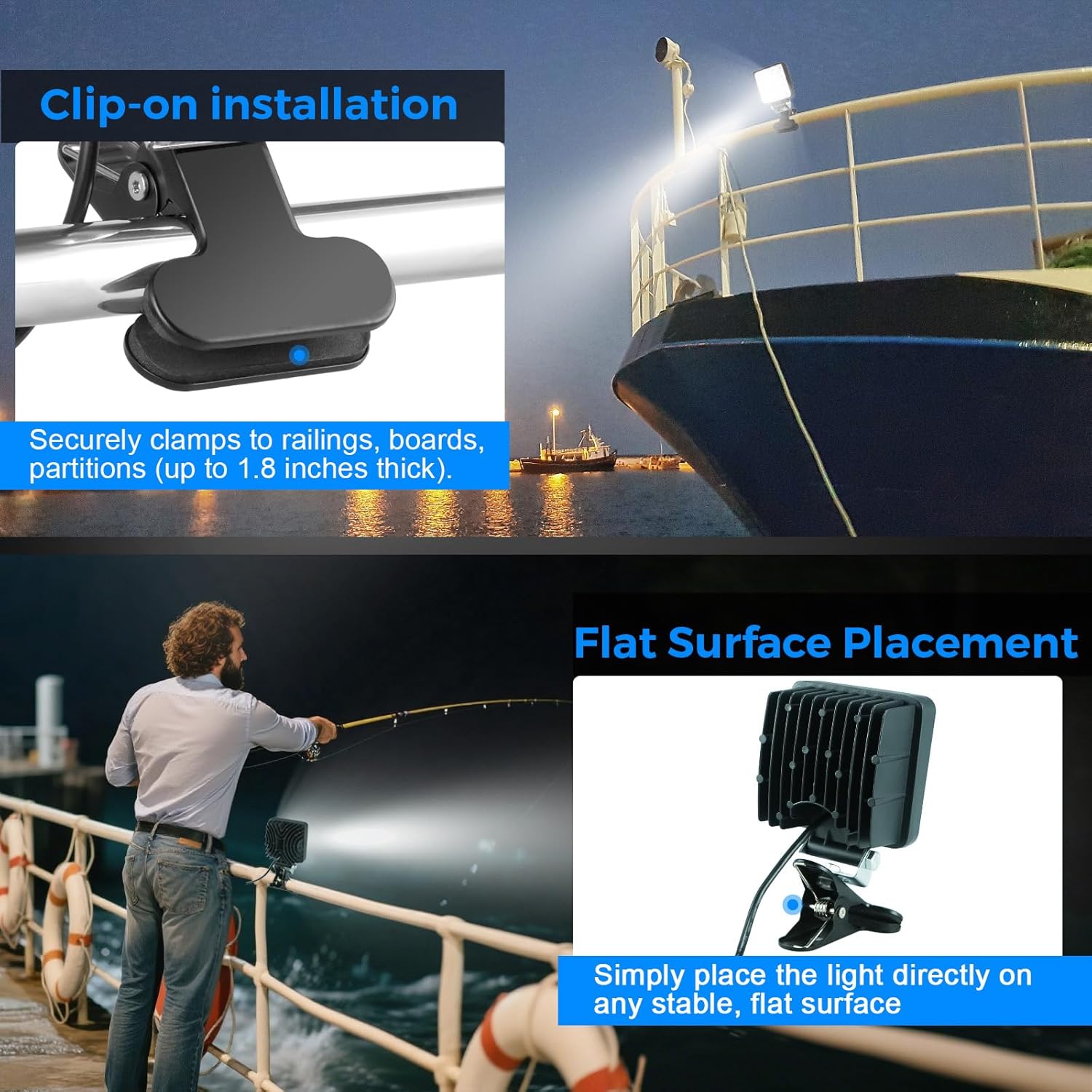 Boat Docking Headlights Led Pod Lights 40W 6000K 12V Above Water Flood Marine Led for Kayak Bass Jon Fishing Boat Spreader Light T-top Deck Driving Stern Lights Truck Light