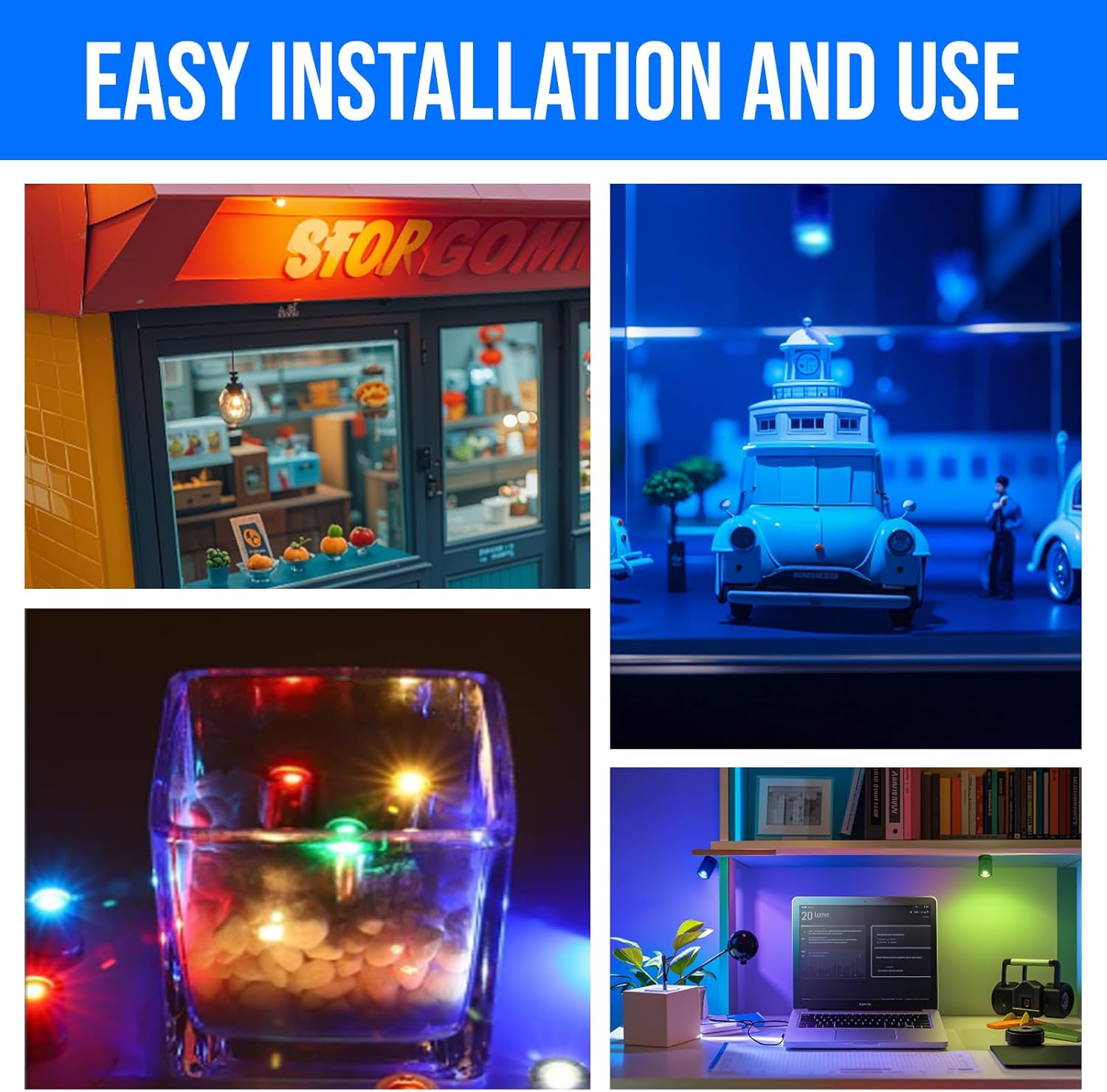 Mini LED Spotlights with USB Hub,Magnetic Base,USB Powered Small Spotlight Display Lights,Accent Lighting for Artwork,Paintings,Jewelry,Display Cases,handicrafts,Models,Toys,Puzzles(Warm White)