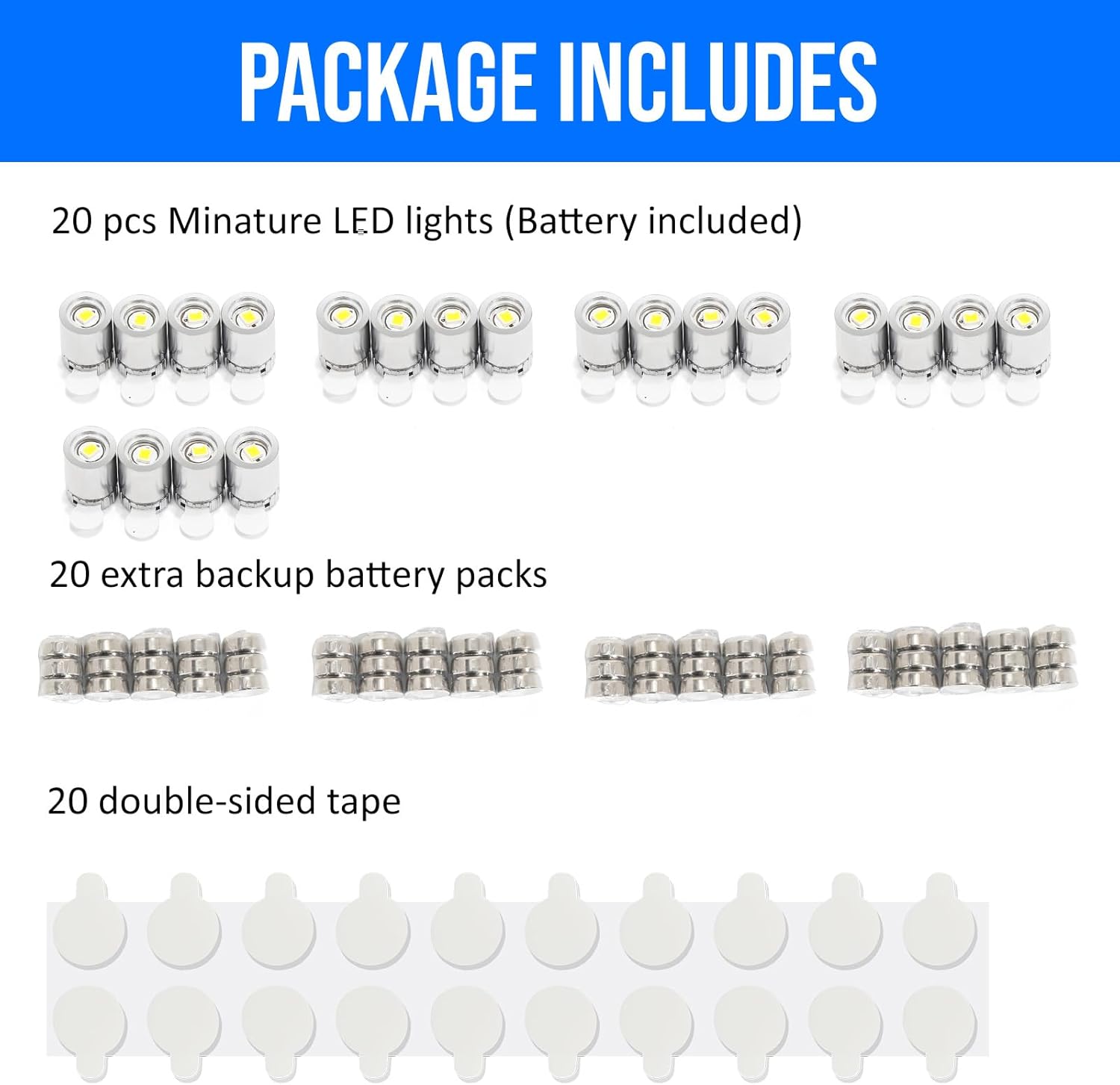 20 Pack Small Spotlight Battery Operated LED Lights Cordless Miniature Spot Light for Artwork, Paintings, Jewelry, Display Cases, handicrafts, Models, Toys, Puzzles(Warm White)